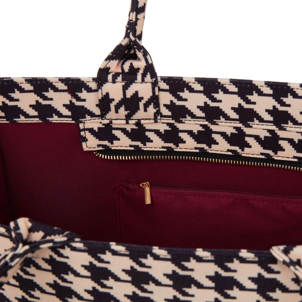 pcd. Bella Tote - Black and Beige Houndstooth