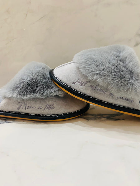 Valentines Customized Grey Glitter Slippers