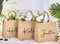 Load image into Gallery viewer, Medium Personalized Waterproof Burlap Tote - Cream Trim
