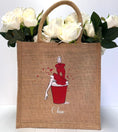 Load image into Gallery viewer, Medium Personalized Waterproof Burlap Tote - Red Espresso Collection
