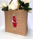 Load image into Gallery viewer, Medium Personalized Waterproof Burlap Tote - Red Espresso Collection
