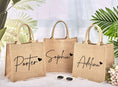 Load image into Gallery viewer, Medium Personalized Waterproof Burlap Tote - Cream Trim
