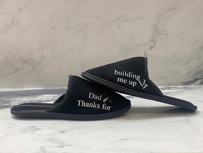 Men's Father's Day Slippers- Thanks Dad for Building me up
