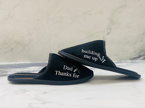 Men's Father's Day Slippers- Thanks Dad for Building me up