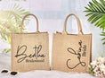 Load image into Gallery viewer, Medium Personalized Waterproof Burlap Tote - Cream Trim
