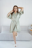 Ladies Lace Trimmed Sage Green Customized Robe