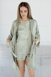 Ladies Lace Trimmed Sage Green Customized Robe