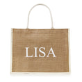 Load image into Gallery viewer, XLarge Personalized Waterproof Burlap Tote - Cream Trimmed
