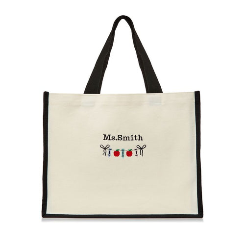 The Embroidered Teacher’s Tote - Black
