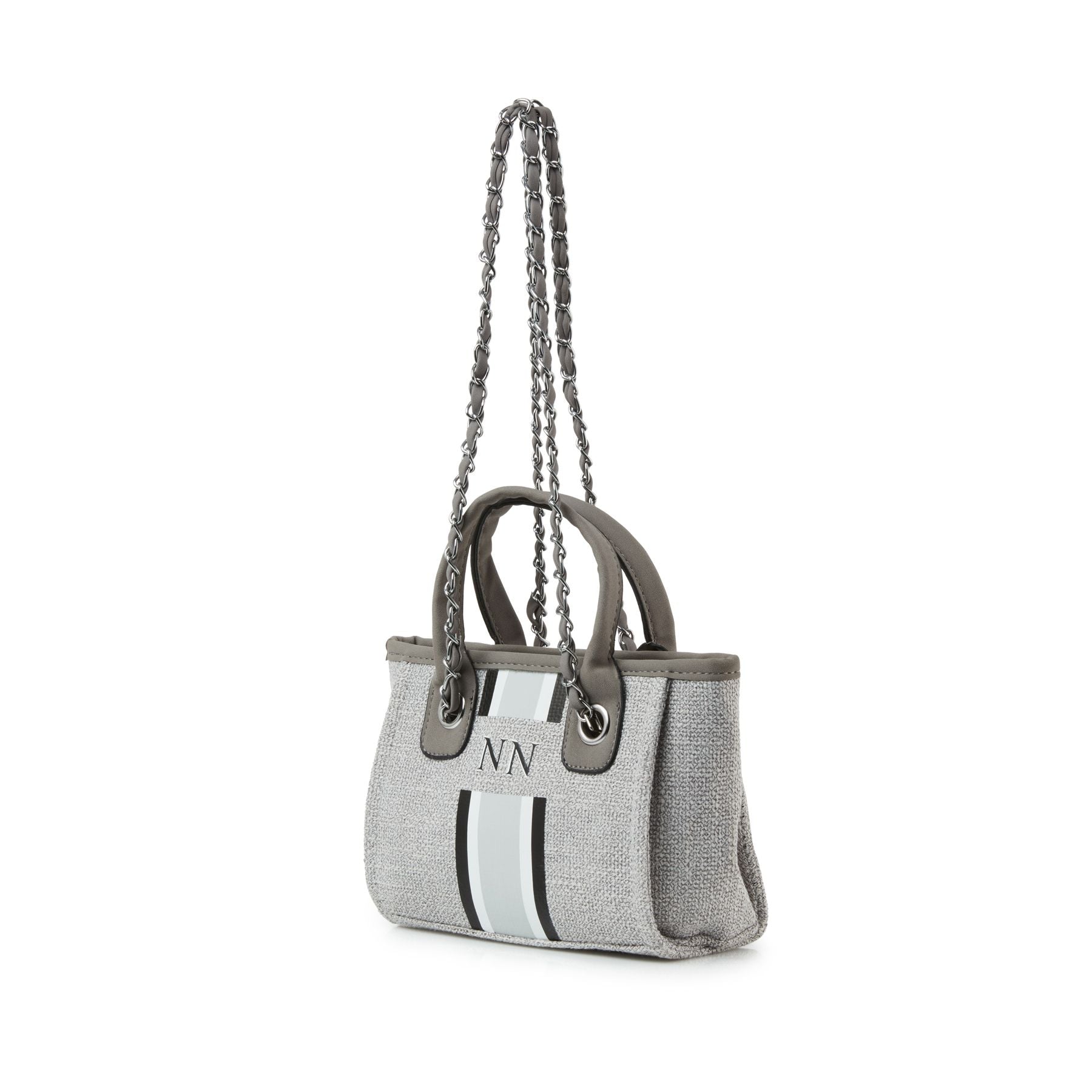 Mini pcd. Striped Canvas Tote Bag - Grey