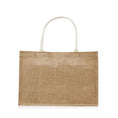 Load image into Gallery viewer, XLarge Personalized Burlap Tote with Side Pocket -Cream
