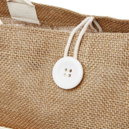 XLarge Personalized Burlap Tote with Side Pocket -Cream