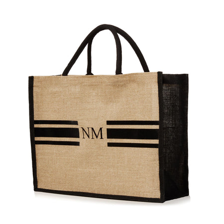 XLarge Personalized Waterproof Burlap Tote - Cream Trimmed