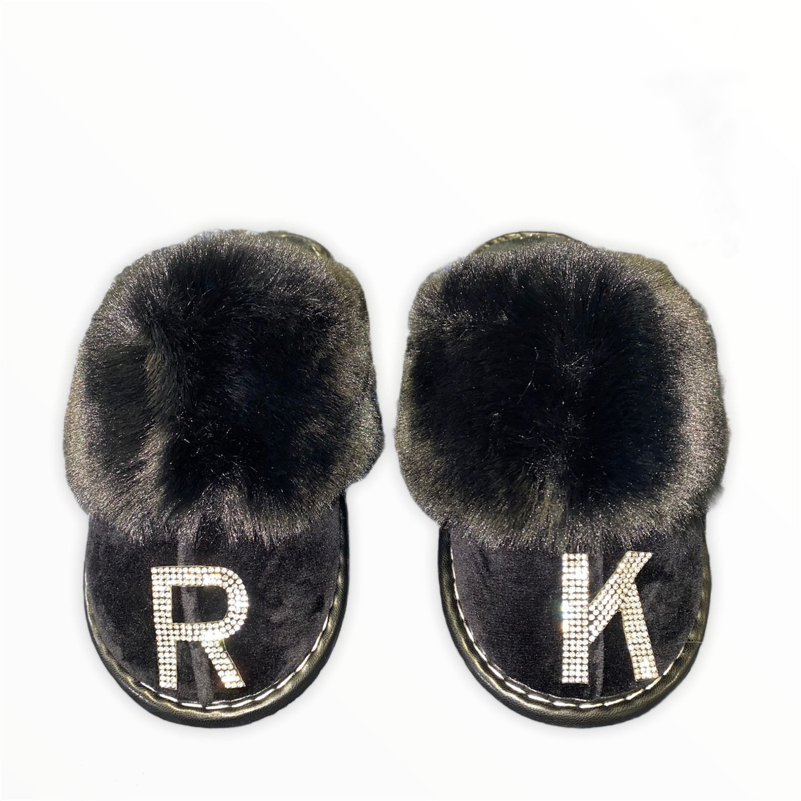 Limited Edition Crystal Collection Black Personalized Slip-on Slippers