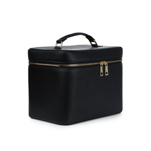 Large Black Personalized Saffiano Makeup Box