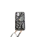 Dark Grey Snake Crossbody iPhone 12 Pro Max Case with cardholder pouch