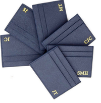 Navy Personalized Leather Cardholder