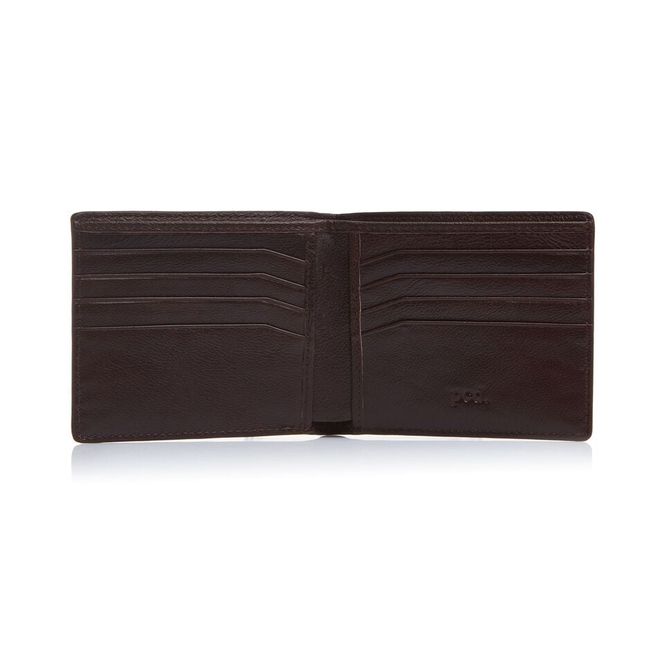 Men's Pebbled Dark Brown Bifold Wallet