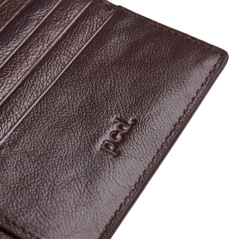 Men's Pebbled Dark Brown Bifold Wallet