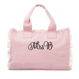Personalized Canvas Fring Tote - Light Pink