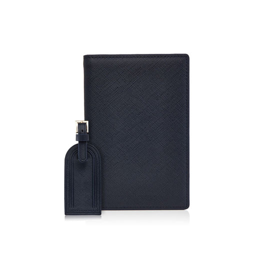 Navy Passport Holder and Luggage Tag Set