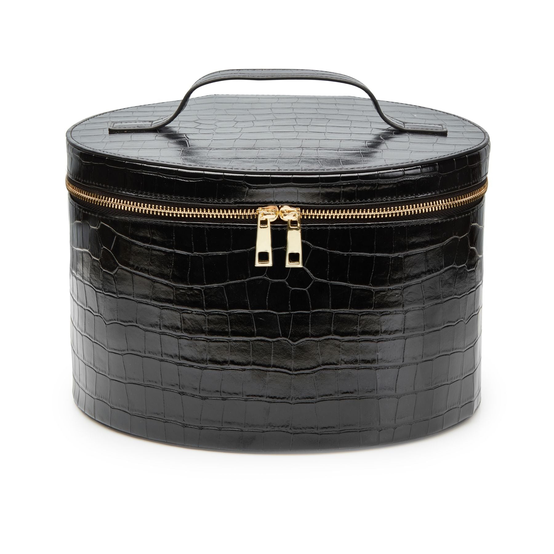 Large Round Black Croc Vanity