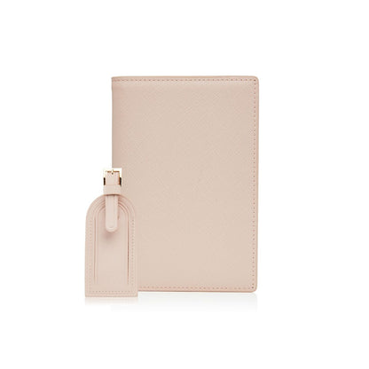 Nude Passport Holder and Luggage Tag Set