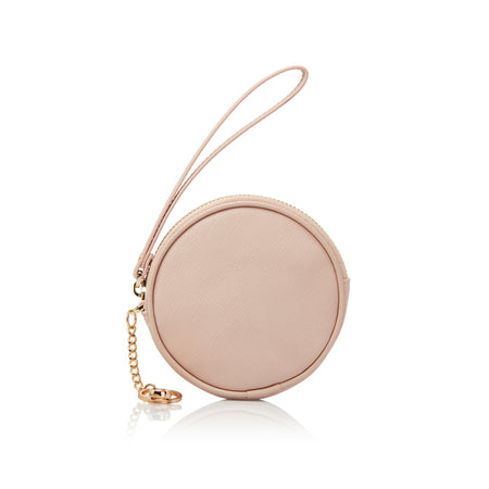 Pink Double Round Circular Bag Charm/ Keychain