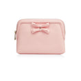 Load image into Gallery viewer, Pink Personalized Makeup Bag with bow embellishment 
