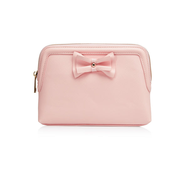 Pink Personalized Makeup Bag with bow embellishment 