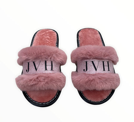 White Crossover Personalized Slippers- Bride