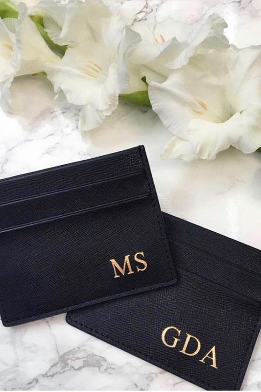 Personalized Black Leather Cardholder