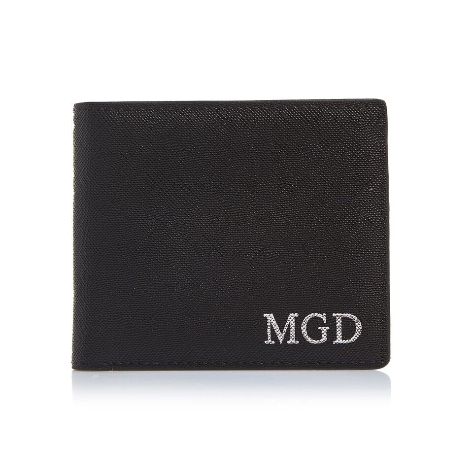 Men's Saffiano Black Bifold Wallet