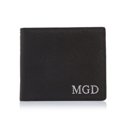 Men's Saffiano Black Bifold Wallet