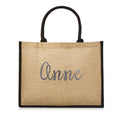 Load image into Gallery viewer, XLarge Personalized Waterproof Burlap Tote - Black Trim
