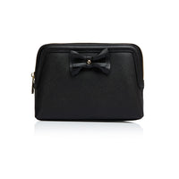 Black Personalized Makeup Bag with bow embellishment
