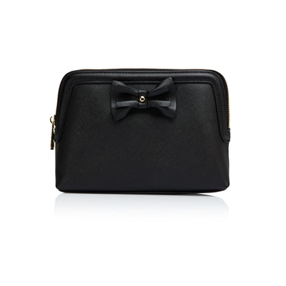 Black  Personalized Makeup Bag with bow embellishment 