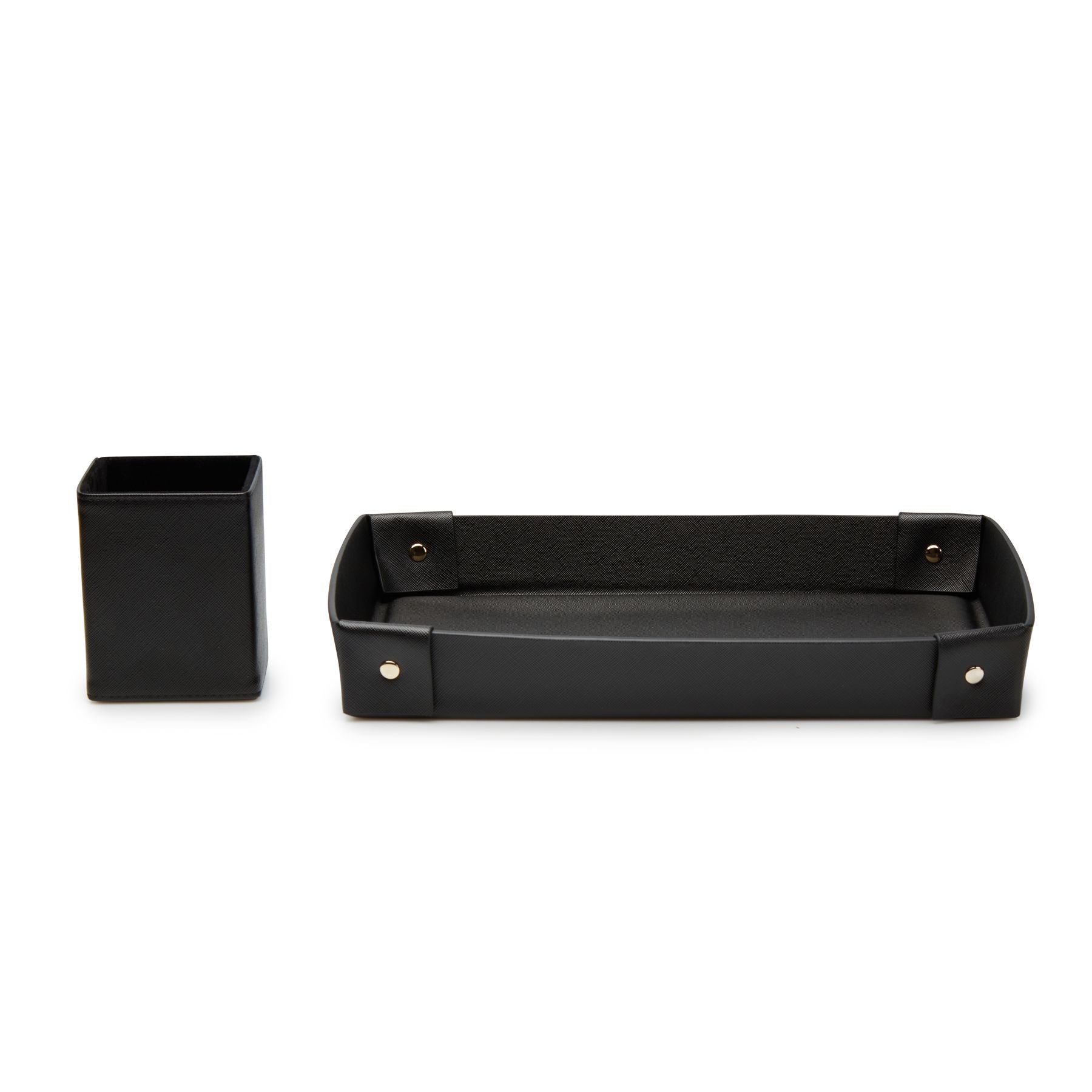 Black Personalized Brush Holder and Tray Organiser Set