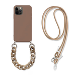 Nude iPhone 11 Pro Max Crossbody phone case with chain wristlet