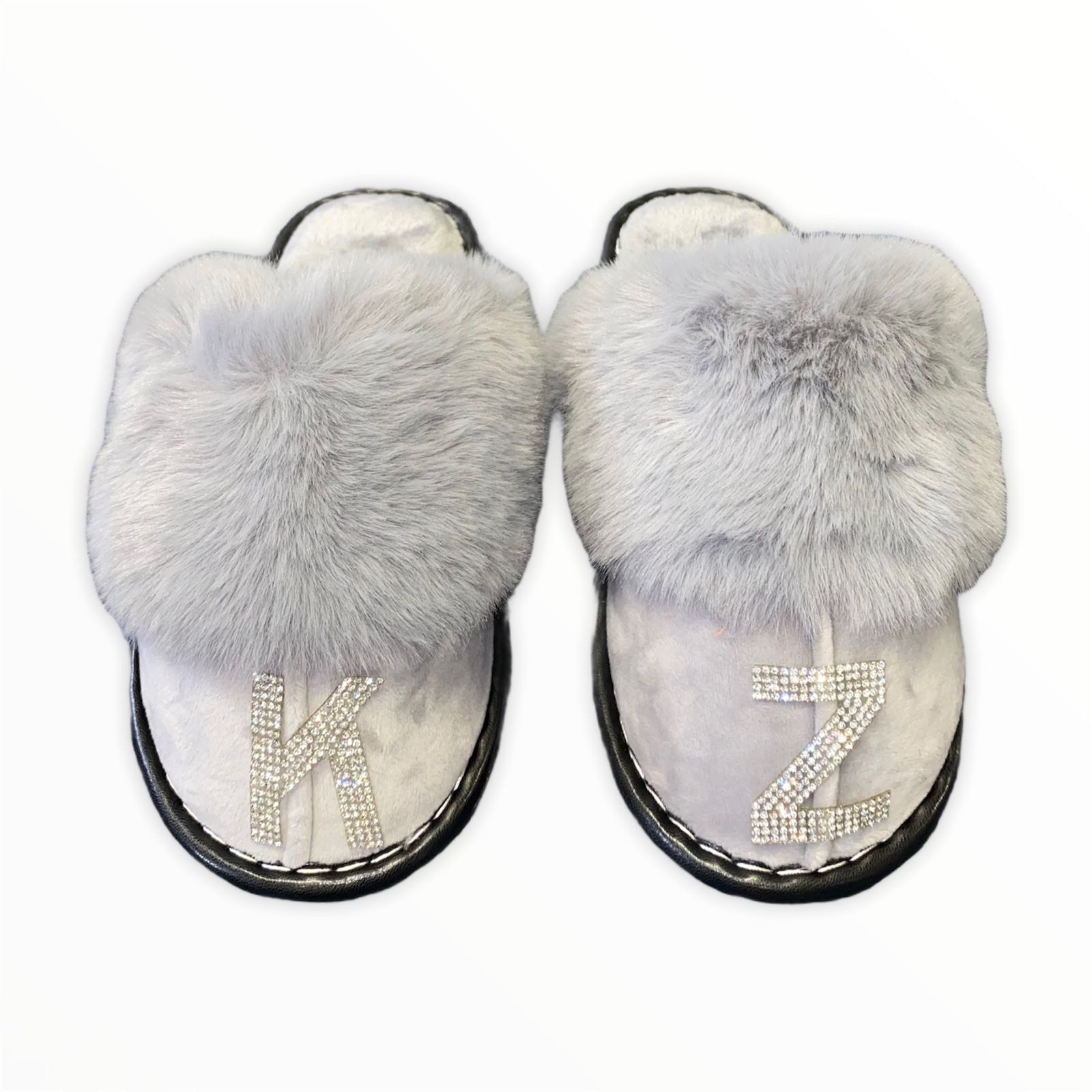 Limited Edition Crystal Collection Grey Personalized Slip-on Slippers