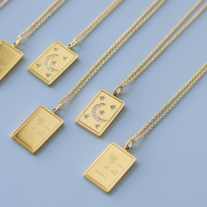 Fly me to the moon double sided pendant Necklace