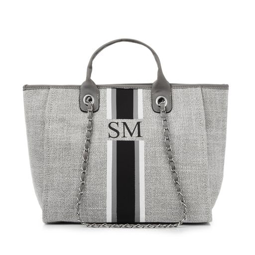 pcd. Striped Canvas Tote Bag - Grey