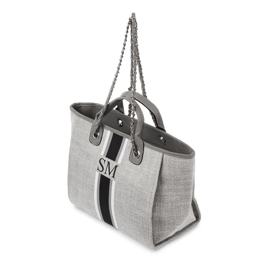 pcd. Striped Canvas Tote Bag - Grey