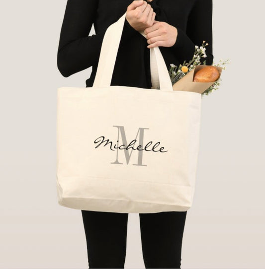 Elegant Minimalist Script Name Tote Bag