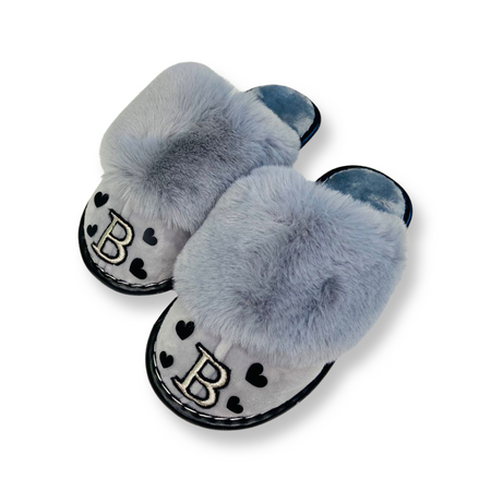 Black Personalized Cross Over Slippers -with pearls