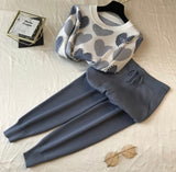 Blue Queen of Hearts Beaded Personalized Knitwear Loungewear set