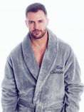 Load image into Gallery viewer, Men's Charcoal Grey Personalized Plush Gown
