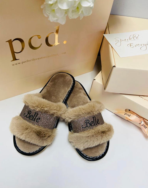 Customized Mink Glitter Slippers