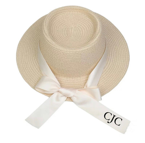 Mykonos Personalized Cream Panama Hat with Bow Ribbon