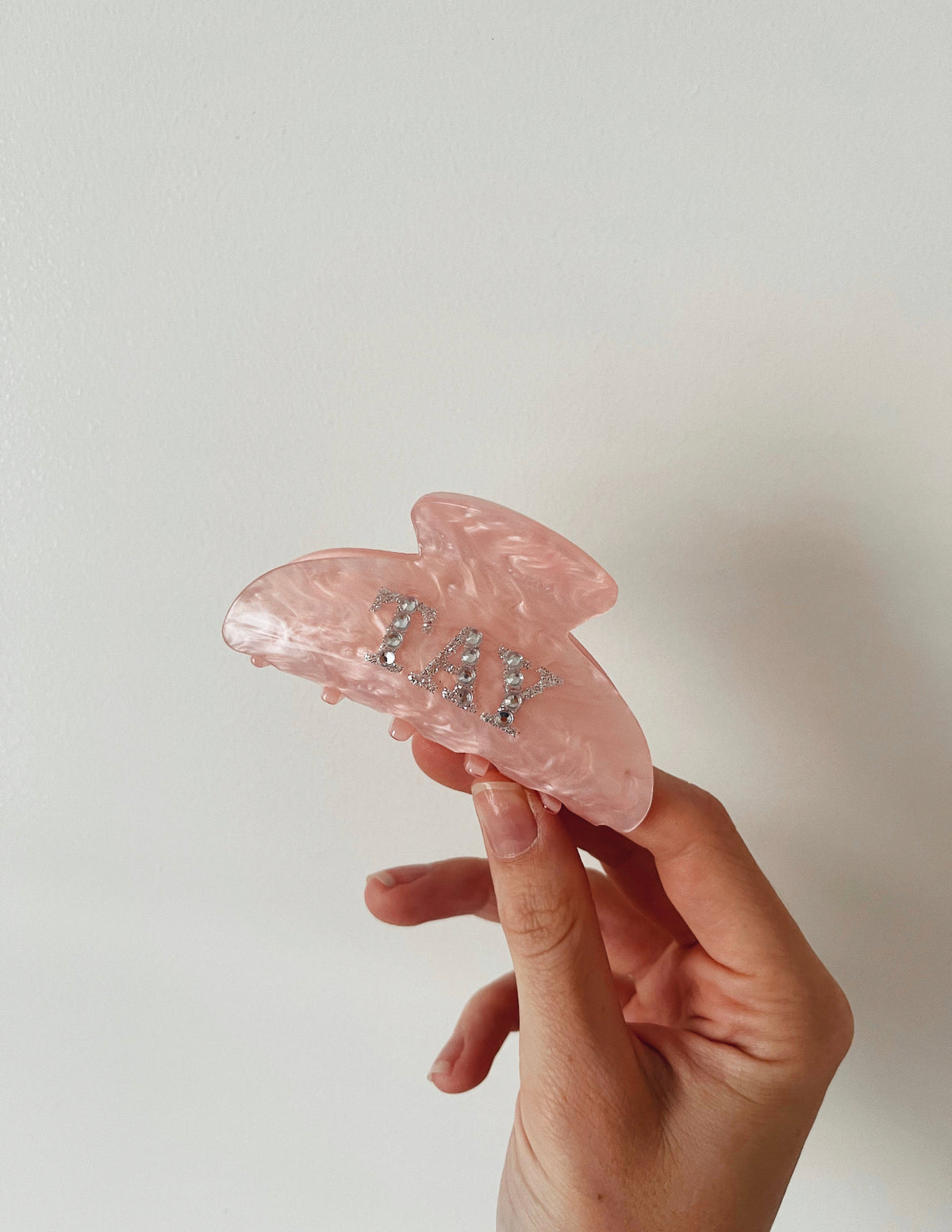 Pink Personalized Swarovski Claw Clips